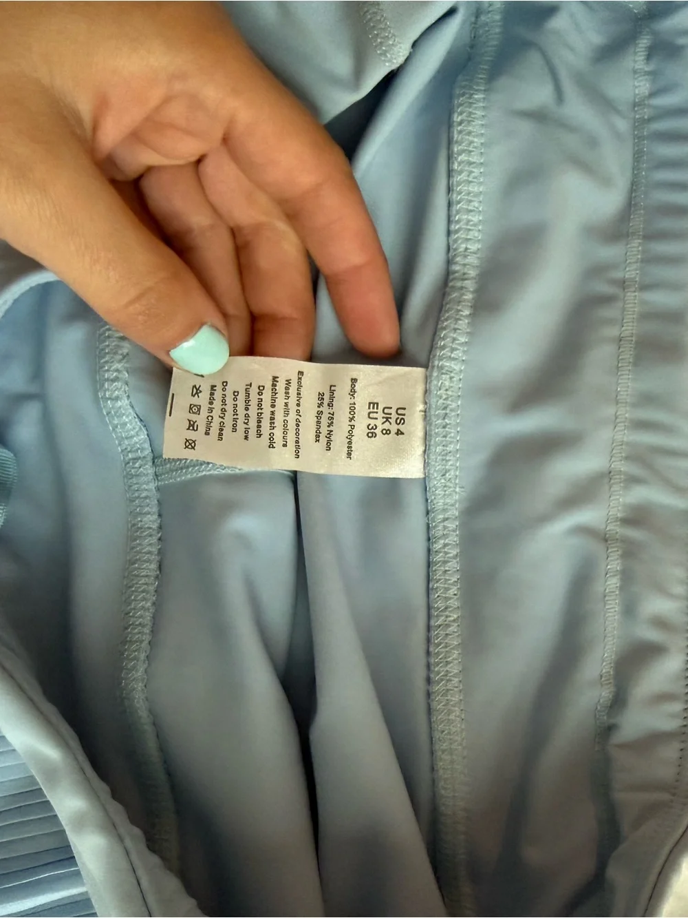 Source Unknown Light Blue Pleated Mini Skirt